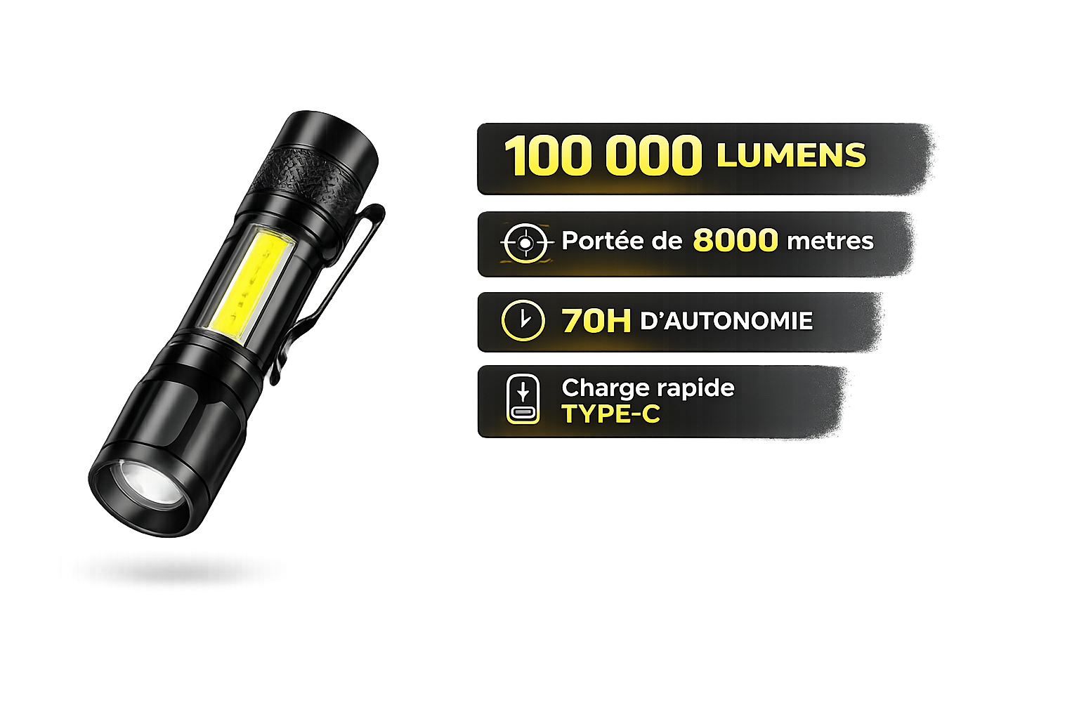 Lampe torche Luminova ultra puissante